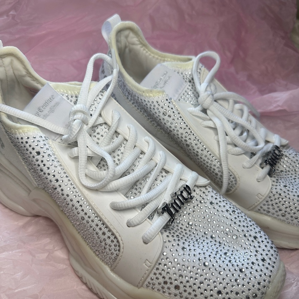 Juicy Couture White Chunky Rhinestone Sneakers